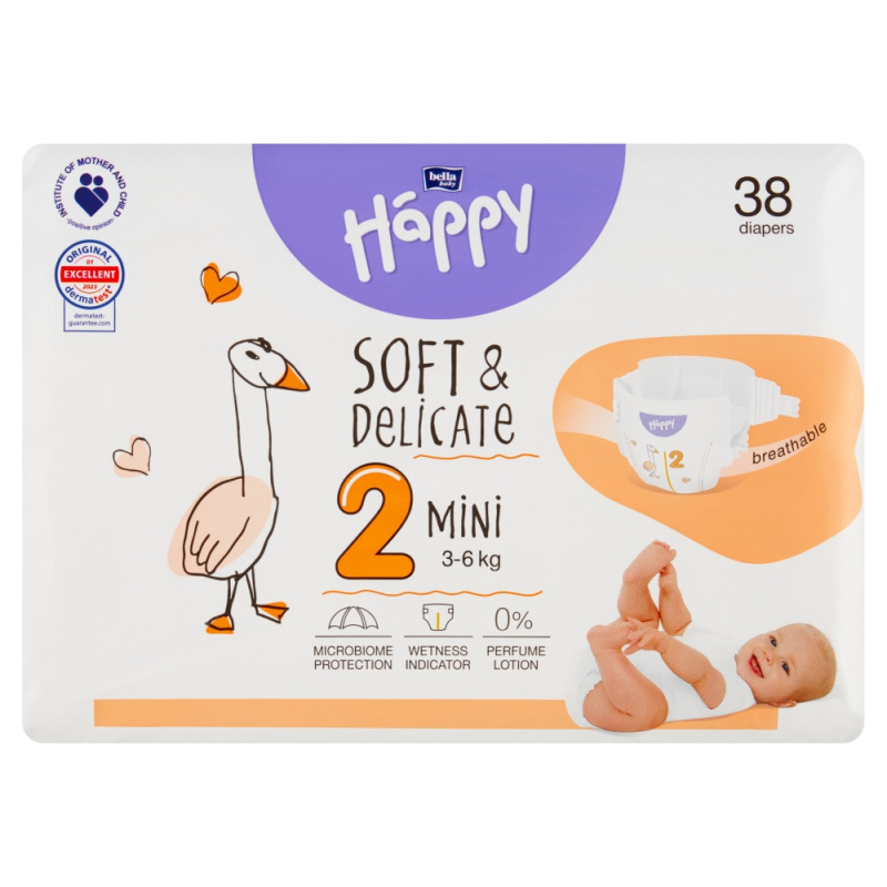 Bella Baby Happy Soft&Delicate Size 2 Mini jednorázové pleny 3-6 kg 38 ks