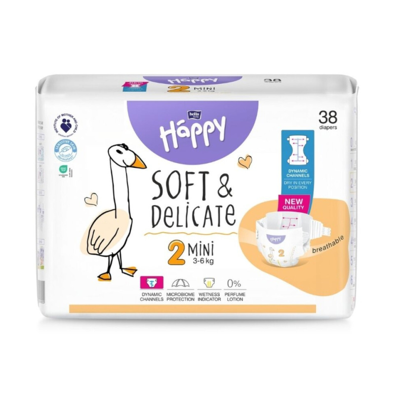 Bella Baby Happy Soft&Delicate Size 2 Mini jednorázové pleny 3-6 kg 38 ks