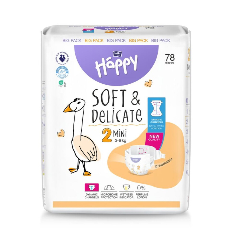 Bella Baby Happy Soft&Delicate Size 2 Mini jednorázové pleny 3-6 kg 78 ks