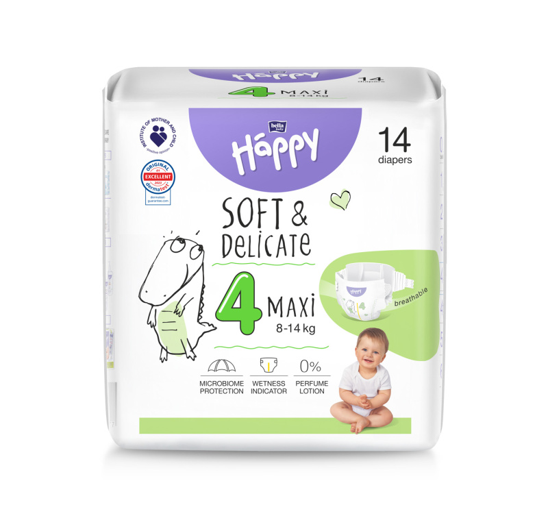 Bella Baby Happy Soft&Delicate Size 4 Maxi jednorázové pleny 8-14 kg 14 ks