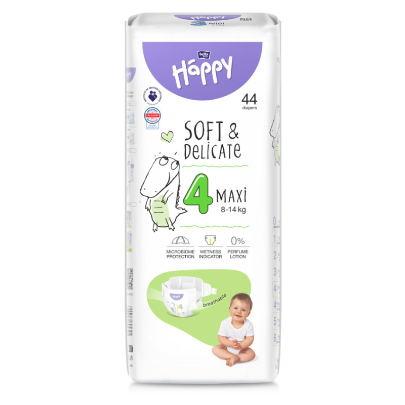 Bella Baby Happy Soft&Delicate Size 4 Maxi jednorázové pleny 8-14 kg 44 ks