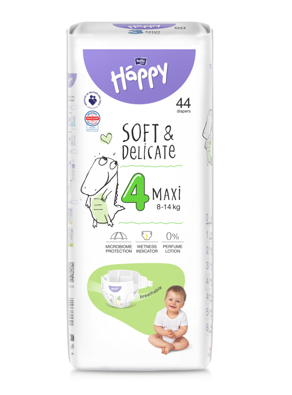 Bella Baby Happy Soft&Delicate Size 4 Maxi jednorázové pleny 8-14 kg 44 ks