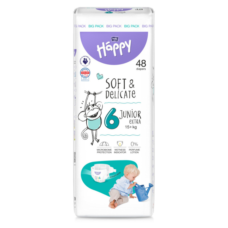 Bella Baby Happy Soft&Delicate Size 6 Junior Extra jednorázové pleny 15+ kg 48 ks