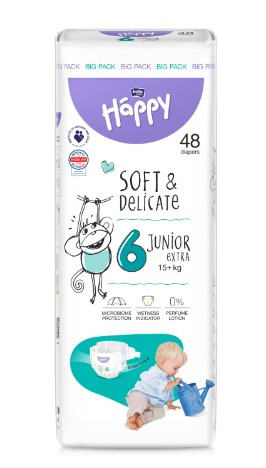 Bella Baby Happy Soft&Delicate Size 6 Junior Extra jednorázové pleny 15+ kg 48 ks