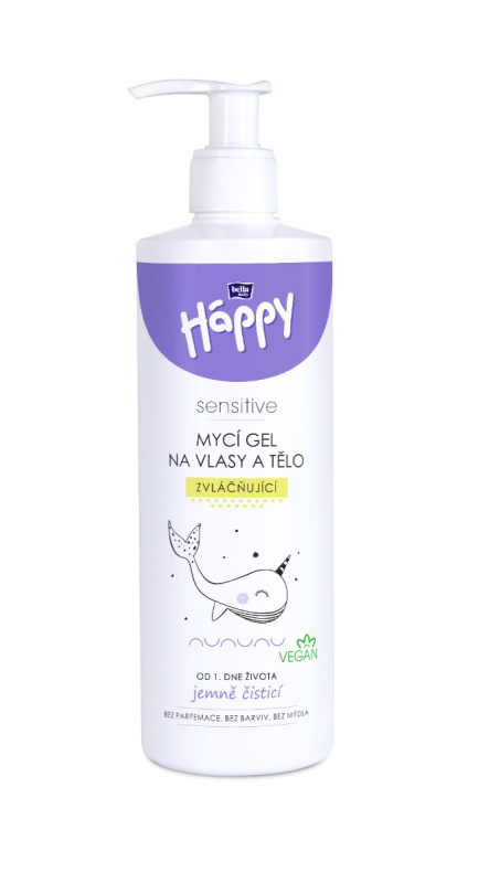 Bella Baby Happy Sensitive mycí gel na tělo a vlasy pro děti 400 ml