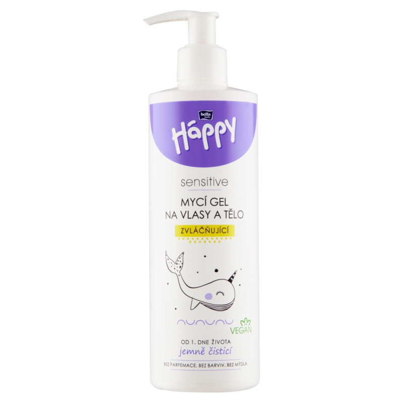 Bella Baby Happy Sensitive mycí gel na tělo a vlasy pro děti 400 ml
