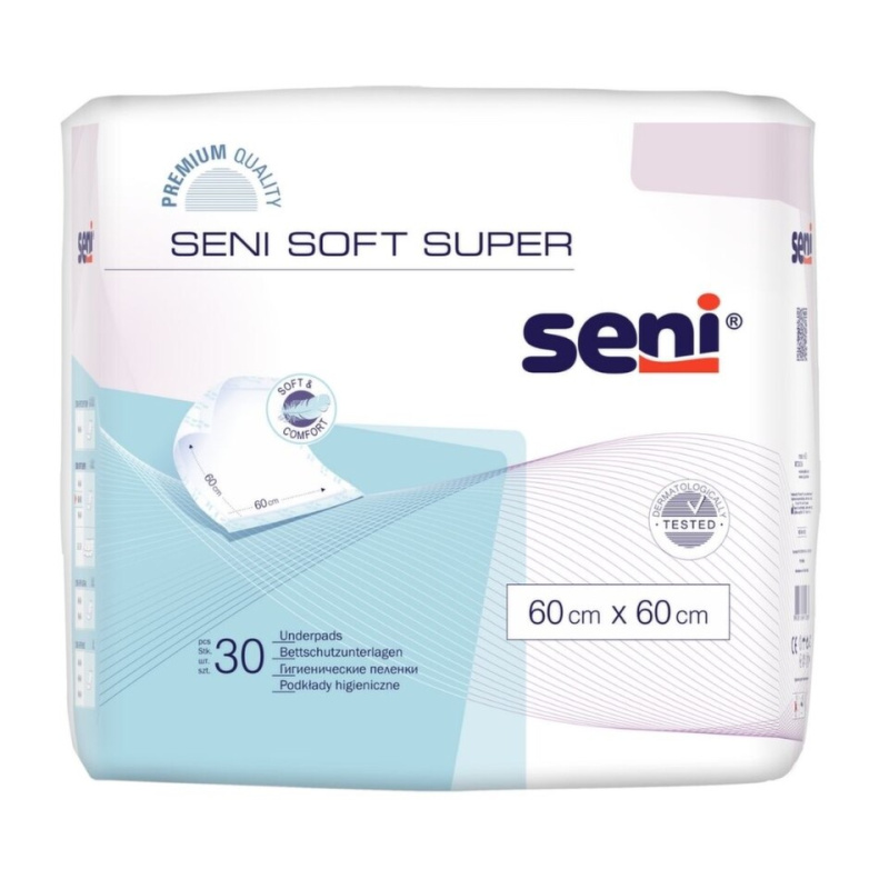 SENI SOFT SUPER PODLOŽKY ABSORPČNÍ, 60X60CM,1400ML,30KS