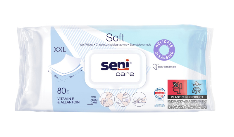 Seni Care vlhčené ubrousky vit.E&allantoin XXL80ks