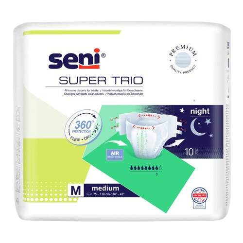 Seni Super Trio vel. M absorpční plenkové kalhotky s lepítky 10 ks
