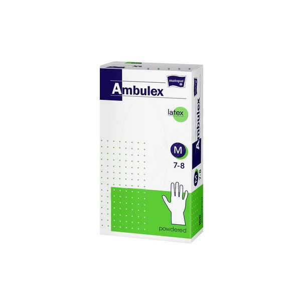 MATOPAT Ambulex rukavice latexové jemně pudrované M 100 kusů