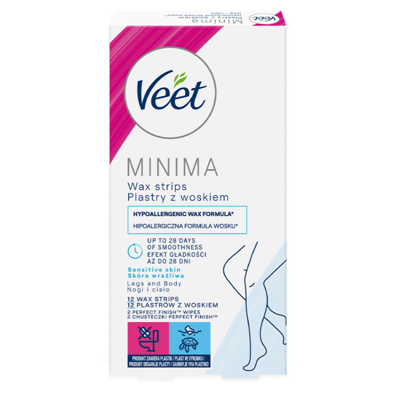 Veet Minima Hypoallergenic voskové depilační pásky na nohy 12 ks