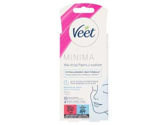 Veet Minima Hypoallergenic voskové depilační pásky na obličej 20 ks