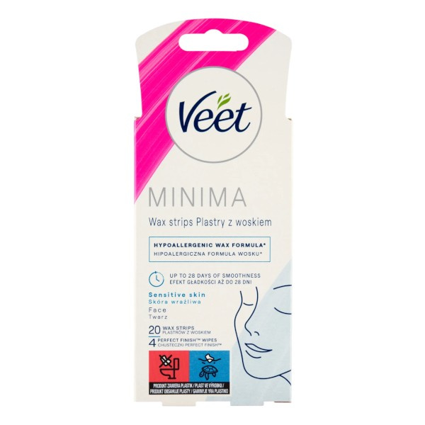 Veet Minima Hypoallergenic voskové depilační pásky na obličej 20 ks