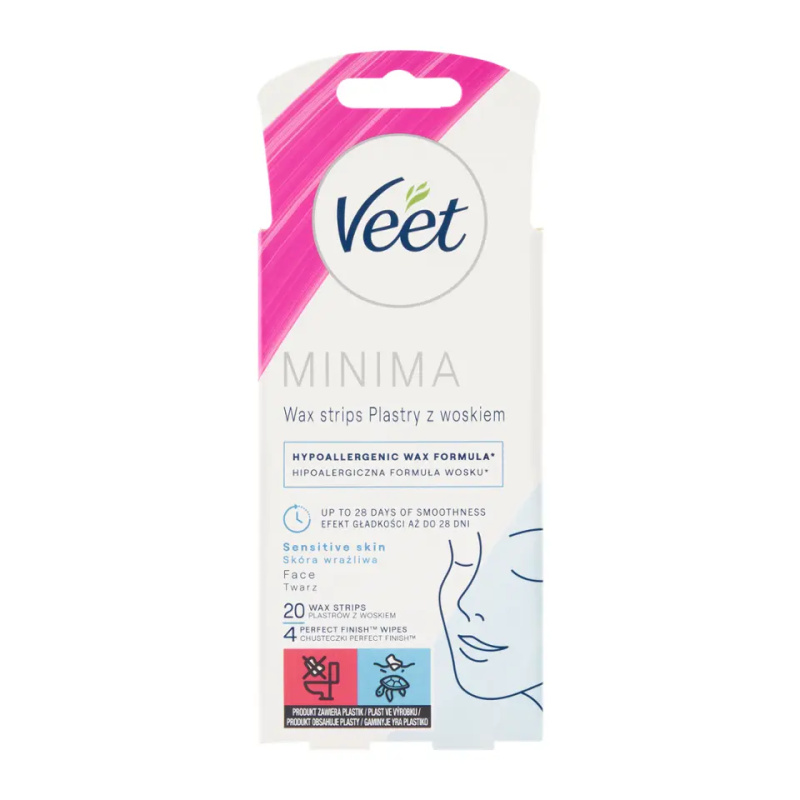 Veet Minima Hypoallergenic voskové depilační pásky na obličej 20 ks