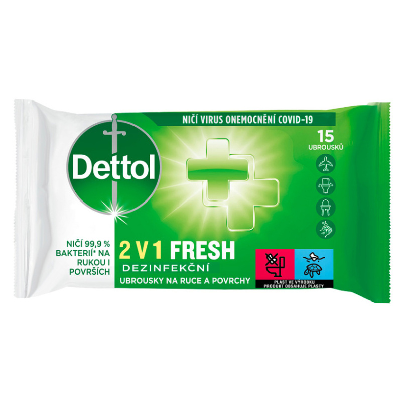 Dezinfekční ubrousky Dettol - na ruce, 15 ks