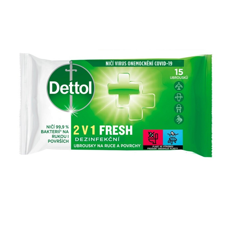 Dezinfekční ubrousky Dettol - na ruce, 15 ks