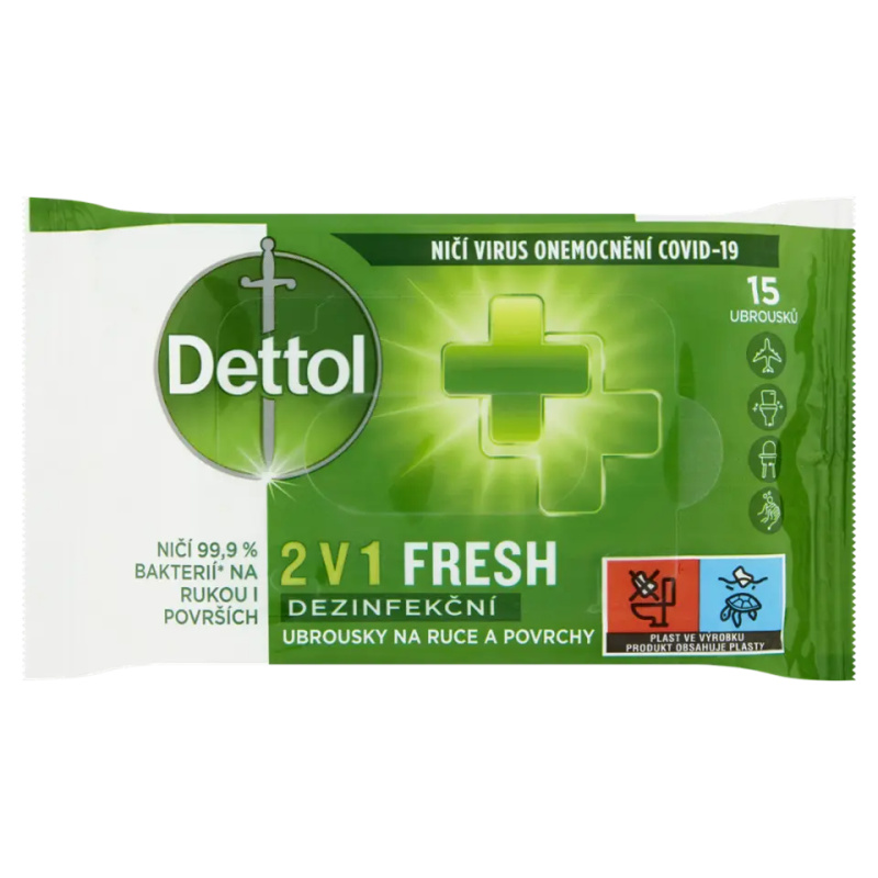 Dezinfekční ubrousky Dettol - na ruce, 15 ks