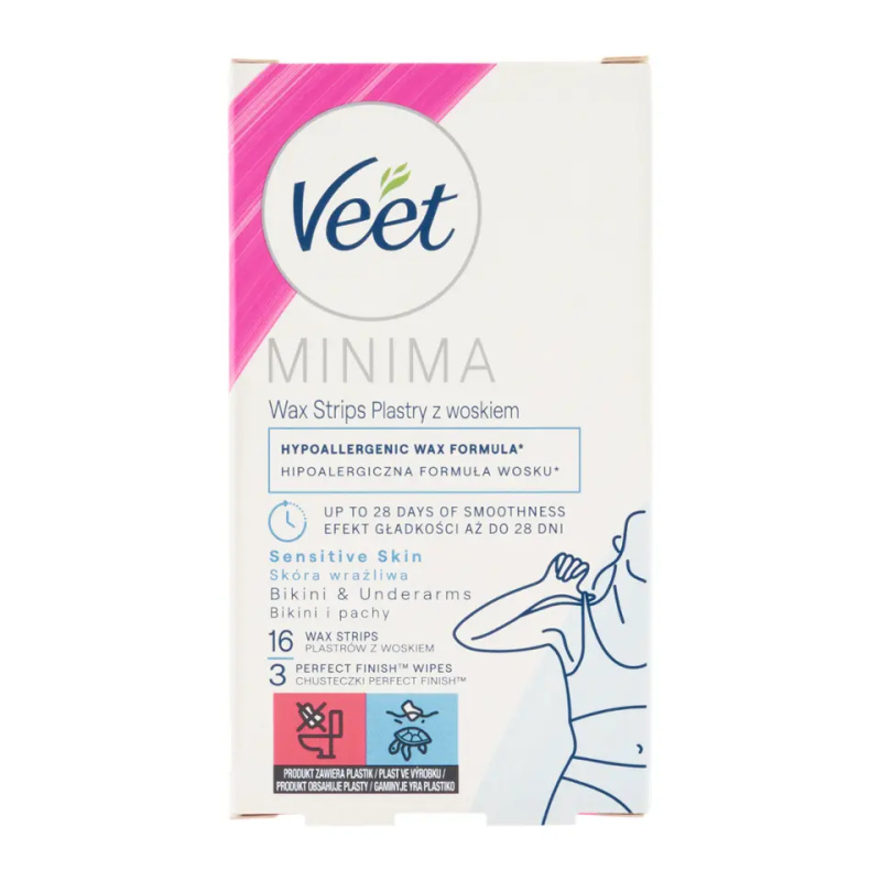 Veet Minima Hypoallergenic voskové depilační pásky na oblast bikin 16 ks