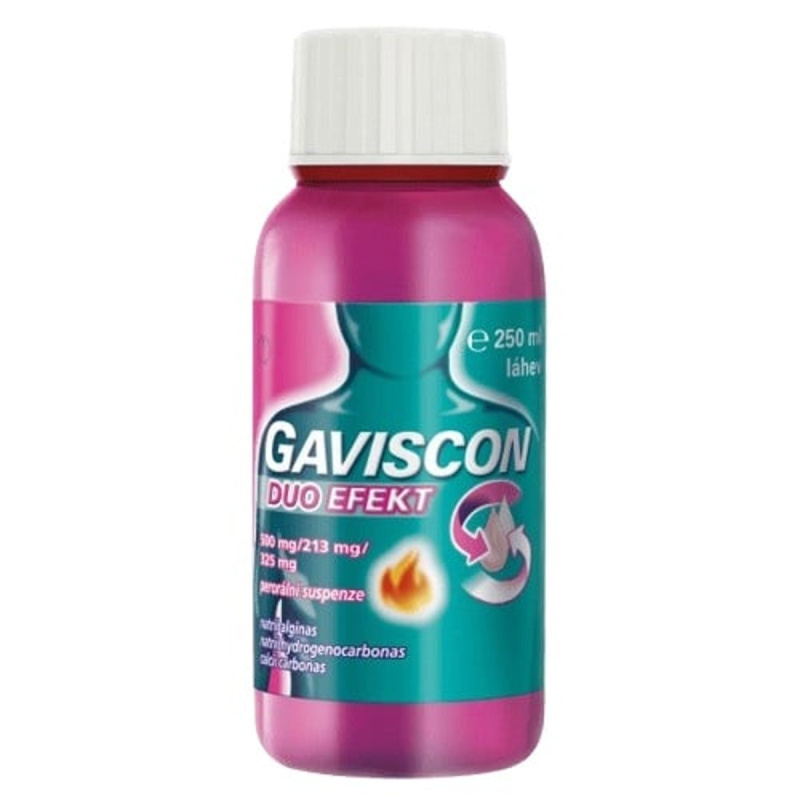 GAVISCON DUO EFEKT 500MG/213MG/325MG Perorální suspenze 1X250ML VI