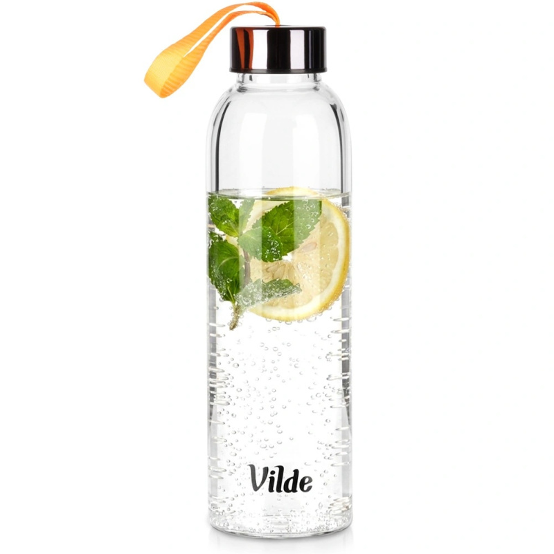 Vilde skleněná láhev na vodu 500 ml s poutkem