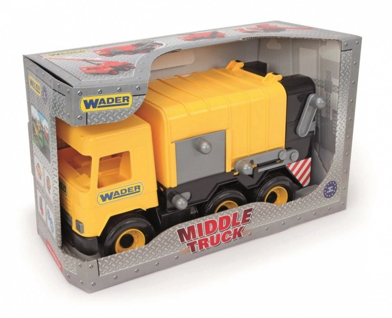 Wader Auto middle Truck popelář plast 42 cm žlutý v krabici