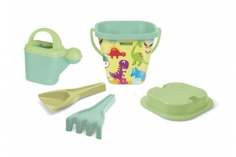 Teddies Sada na písek 6ks plast kbelík, lopatka, hrabičky, bábovka 2ks, sítko v síťce17x26x17cm TD