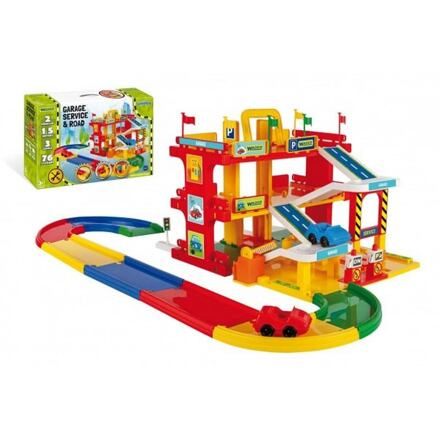Wader Garáž servis 3 patra dráha 1,5m 2 auta plast v krabici 59x40x15 cm