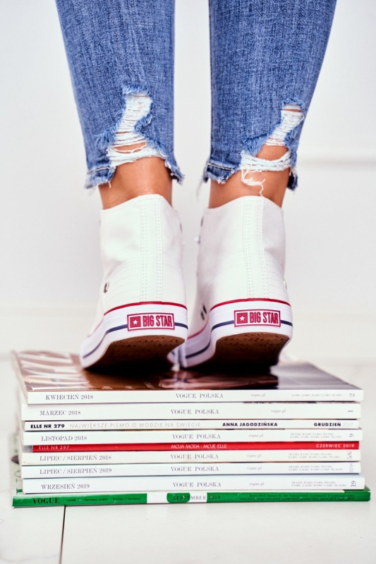 Dámské vysoké tenisky Big Star - bílé Velikost: 38