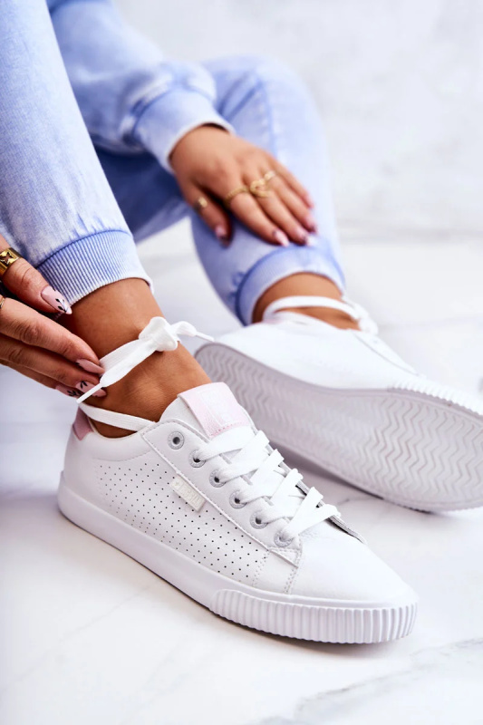 Dámské klasické tenisky Big Star - bílé/růžové Velikost: 39