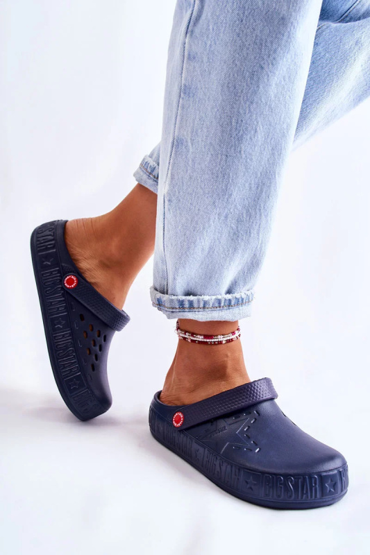 Dámské světlé pantofle Kroks Big Star II275002 námořnická modrá 40