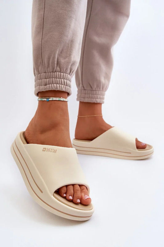 Dámské pantofle na platformě Big Star Béžová Velikost: 38