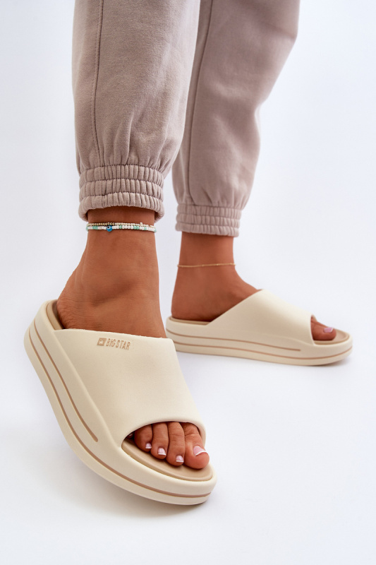 Dámské pantofle na platformě Big Star Béžová Velikost: 41