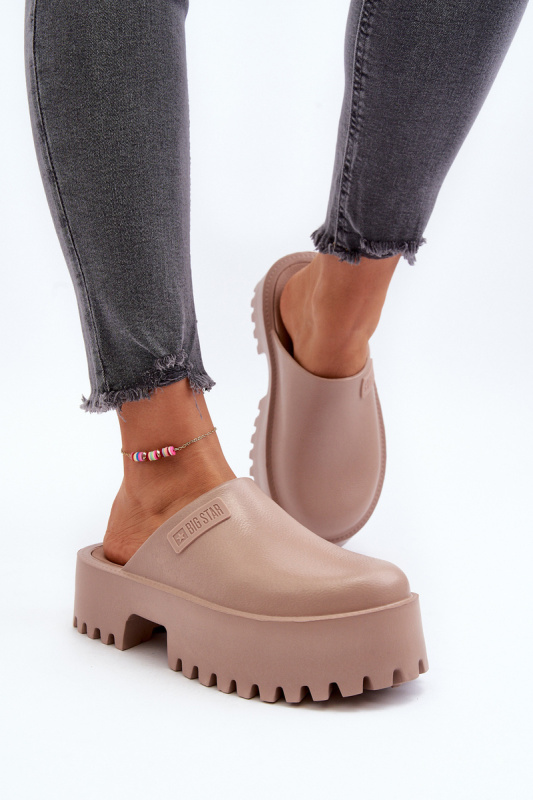 Dámské pantofle na platformě Big Star -béžová Velikost: 41