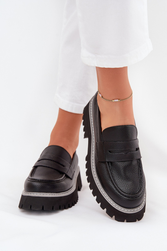 Dámské mokasíny na platformě Big Star – černé Velikost: 38