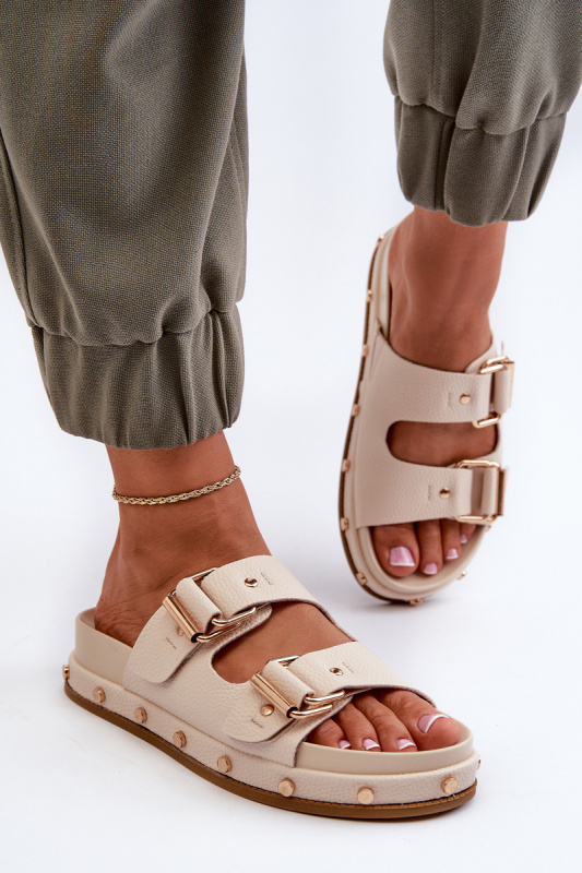 Dámské pantofle na platformě Big Star Béžová Velikost: 40