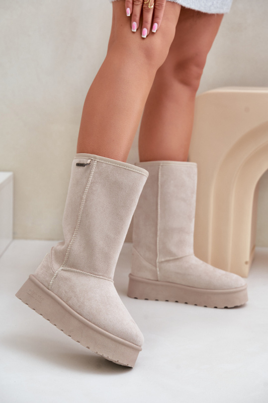 Vysoké Sněhule Na Platformě Big Star OO274894 Světle Béžové 41