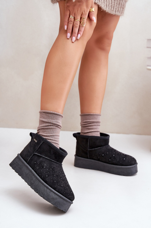 Sněhule s ozdobou na platformě Big Star Černé Velikost: 39