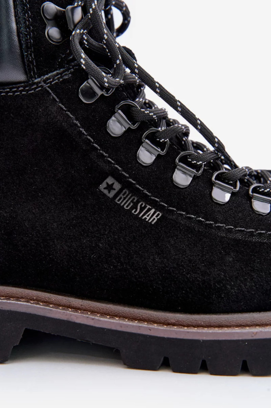 Semišové Zateplené Kotníkové Boty Traperky Pánské Big Star Hi-Poly System Černé Velikost: 45