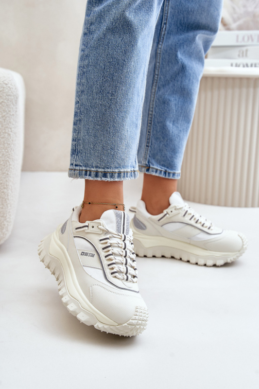 Dámské Kožené Tenisky Na Platformě Big Star OO274A221 HI-POLY SYSTEM Bílé 41