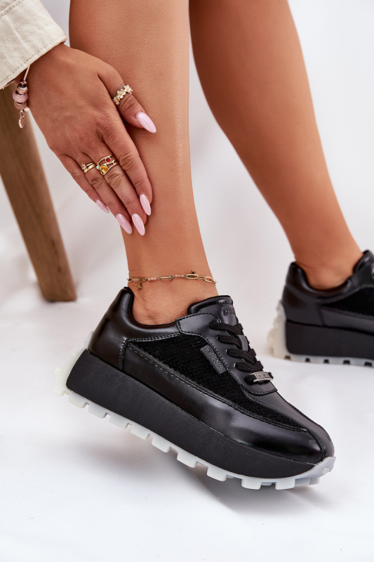 Dámské kožené tenisky na platformě Big Star HI-POLY SYSTEM – černé Velikost: 38