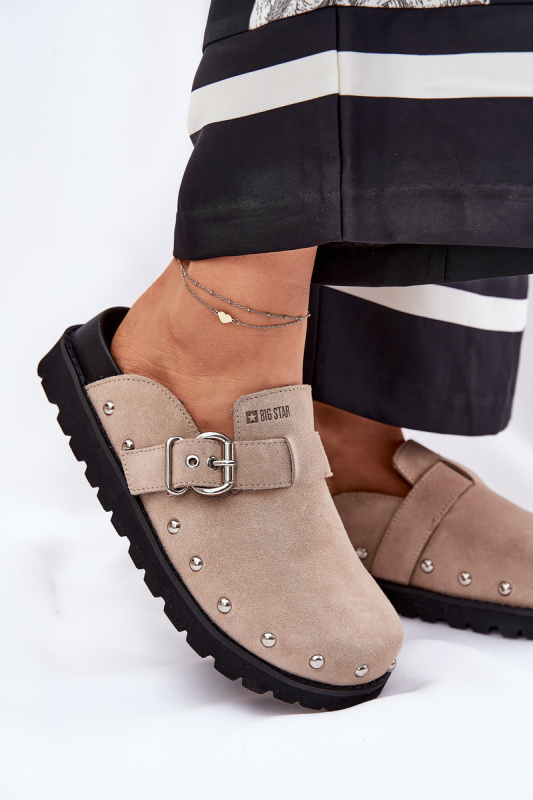 BIG STAR SHOES Semišové Pantofle Dámské Na Platformě Big Star