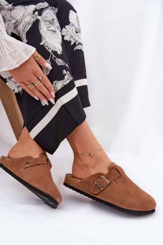 BIG STAR SHOES Semišové Klapky Chodaky Dámské S Přezkou Big Star