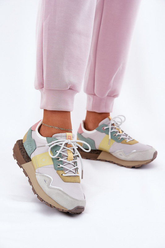 Dámské Semišové Sneakersy Big Star RR274244 HI-POLY SYSTEM Šedo-Žluté 39