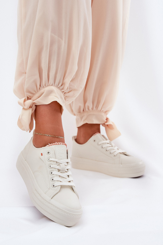 Dámské tenisky na platformě Big Star – světle béžové Velikost: 39