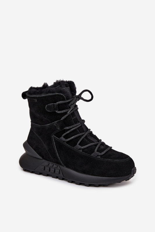 Dámské semišové sněhule s kožíškem Big Star – černé Velikost: 38