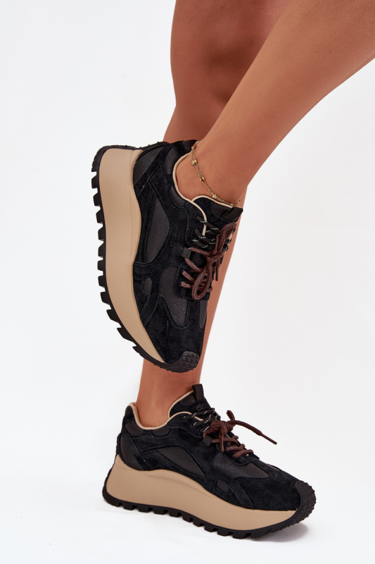 Dámské kožené tenisky na platformě Big Star HI-POLY SYSTEM – černé Velikost: 38