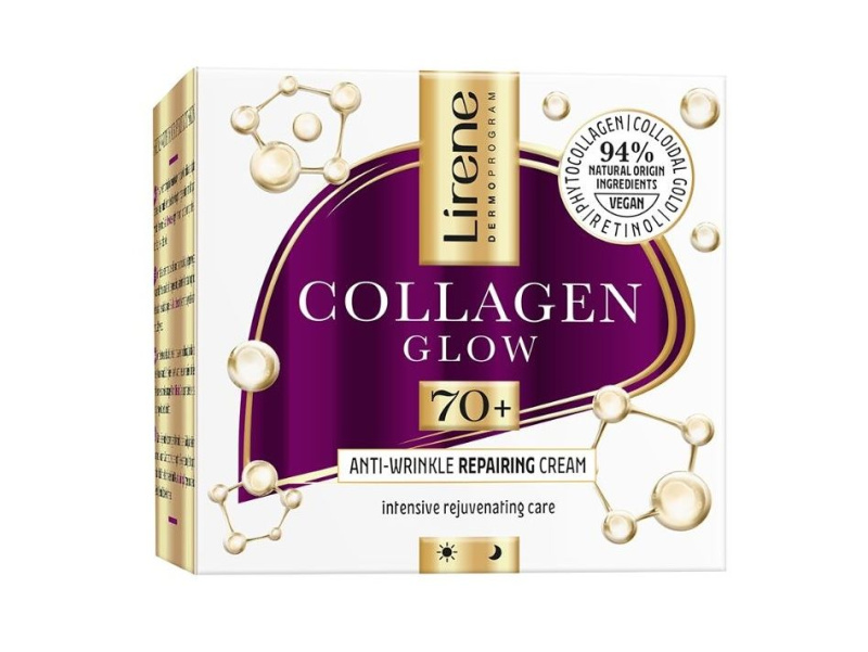 Lirene Collagen Glow 70+ protivráskový a regenerační krém pro výživu pleti a udržení její přirozené hydratace 50 ml