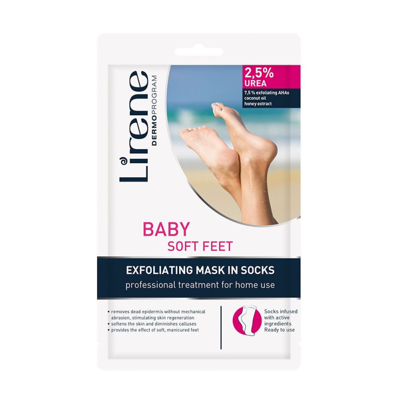 Lirene Foot Care exfoliační ponožky pro zjemnění a hydrataci pokožky nohou 2,5% Urea 1 pár