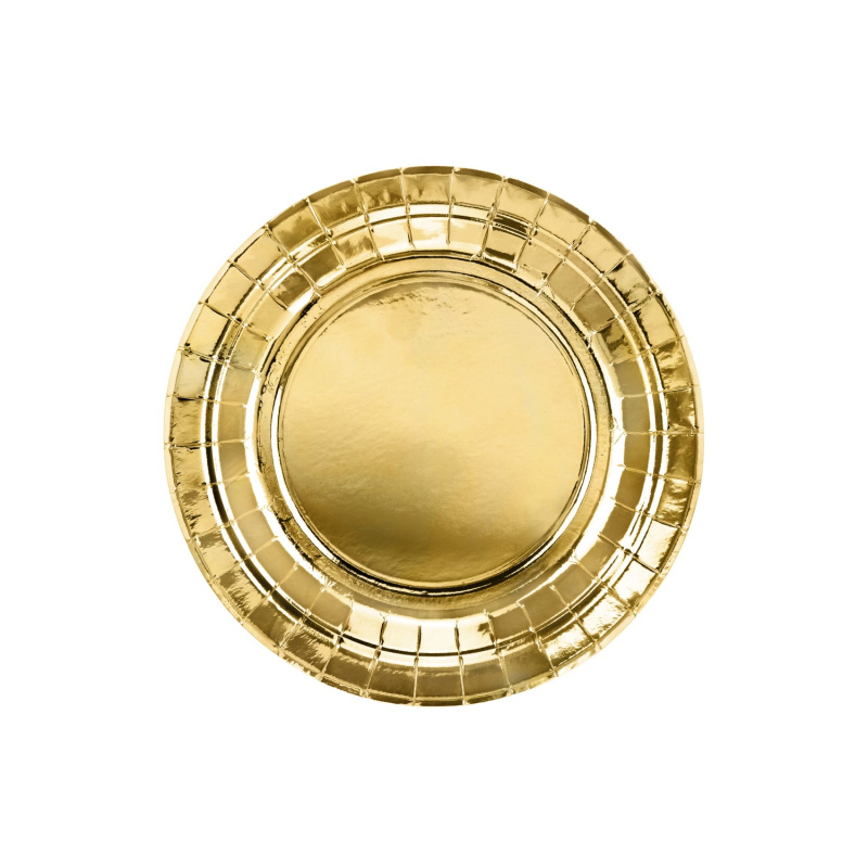 PartyDeco Talíř papírový zlatý 18 cm, 6 ks