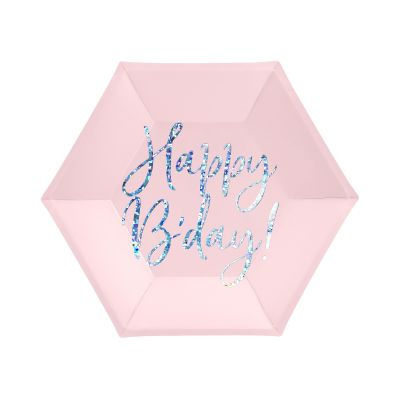 Talíře Happy B'day! světle růžové 6 ks Albi